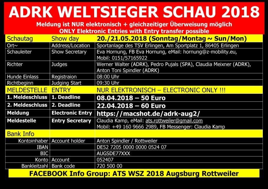 MELDESTELLE WSZ - 2018-02-13 - ALL Info  Meldestelle - ADRK WELTSIEGER SCHAU -  AUGSBURG2018 k